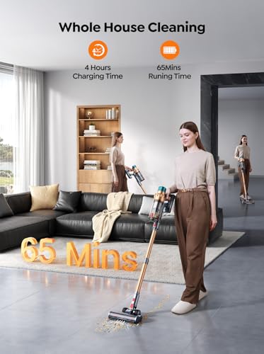 SMOTURE Cordless Vacuum 600W 65 Mins, 3-in-1 Stick Touch Screen, Anti-Tangle, Lightweight - Hardwood Carpet Pet Hair