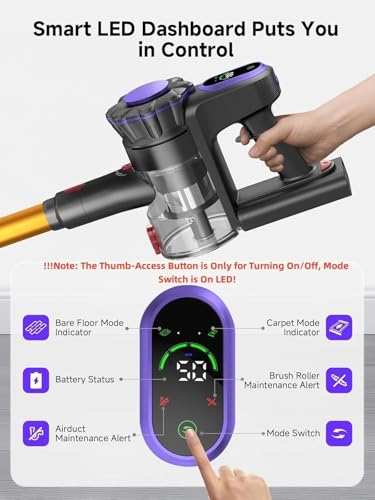 MV3 Cordless Vacuum Cleaner 45KPa Stick Vacuum LED Display