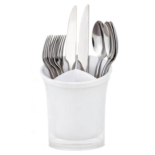 Imncya Utensil Holder: 2-In-1 Kitchen Organizer with Drain - Space Saving Rack for Forks, Spoons & Whisk