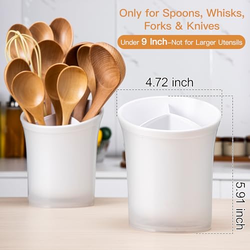 Imncya Utensil Holder: 2-In-1 Kitchen Organizer with Drain - Space Saving Rack for Forks, Spoons & Whisk