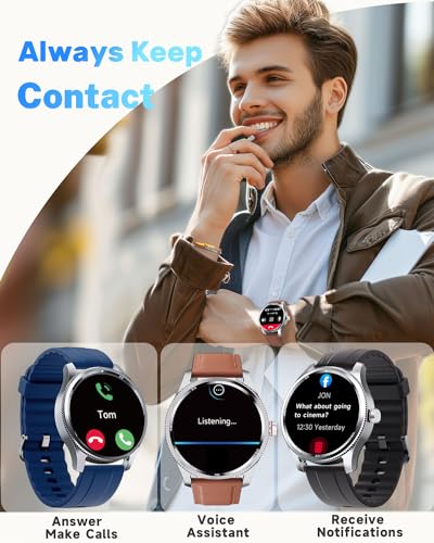 TOOBUR Smart Watch with Alexa, Call Answering, IP68 Waterproof - Heart Rate, Step Counter, Sleep Tracker - 100 Sports Modes - Android/iOS Compatible