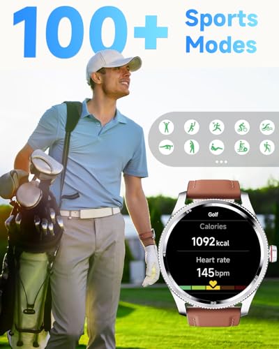 TOOBUR Smart Watch with Alexa, Call Answering, IP68 Waterproof - Heart Rate, Step Counter, Sleep Tracker - 100 Sports Modes - Android/iOS Compatible