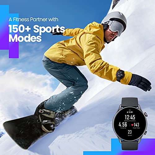 Amazfit GTR 3 Pro Smart Watch: 1.45" AMOLED, 150+ Sports Modes, GPS, Heart Rate, Sleep, Stress, SpO2, Bluetooth, Alexa - Black