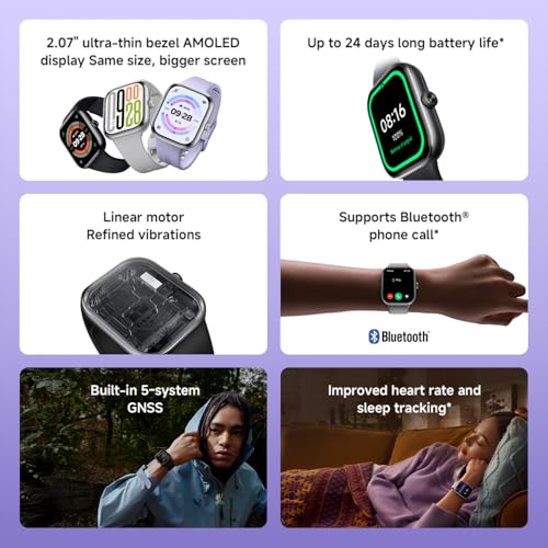 XIAOMI Redmi Watch 5 Smartwatch: Sports Fitness Tracker, AMOLED, 24-Day Battery, Bluetooth, 150+ Modes, Heart Rate, Sleep Tracking, GPS