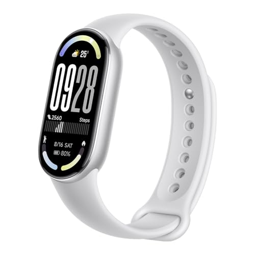 XIAOMI Smart Band 10 Fitness Tracker, 44mm AMOLED Display, Long Battery, 150 Sports Modes - Glacier Silver