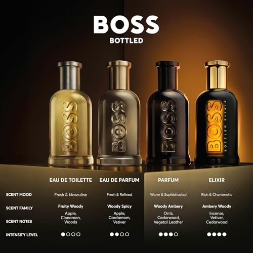 BOSS Bottled Eau de Toilette for Him - Woody & Fruity Scent with Apple, Cinnamon - Medium Longevity