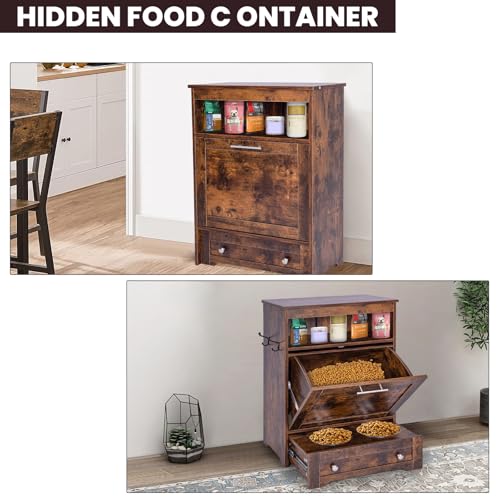 PetFeast Dog Feeding Station: Cabinet with 2 Elevated Bowls, Storage Drawer, Brown