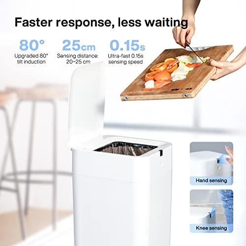 Airdeer 4 Gallon Automatic Self-Sealing Trash Can with Motion Sensor - Touchless Garbage Bin for Kitchen, Bathroom, Office