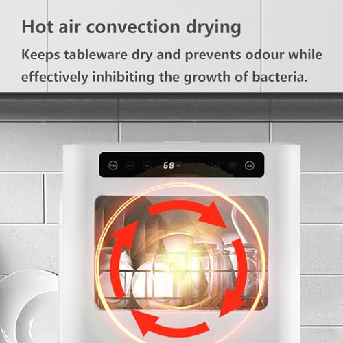 PEIXEN Portable Dishwasher with 360° Spinning Spray & Heated Drying - 4 Wash Programs, Compact Design for Apartments & Dorms