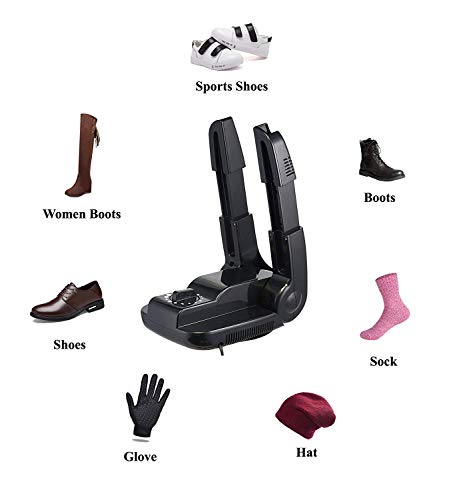 AIWOTOWOW Boot Dryer & Warmer, Portable Adjustable Drying Rack for Boots, Shoes, Socks, Helmets - Black