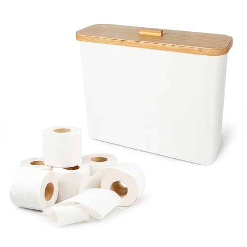 Bamboo Toilet Paper Storage Basket: Holds 13 Rolls, Bathroom Organizer & Dispenser