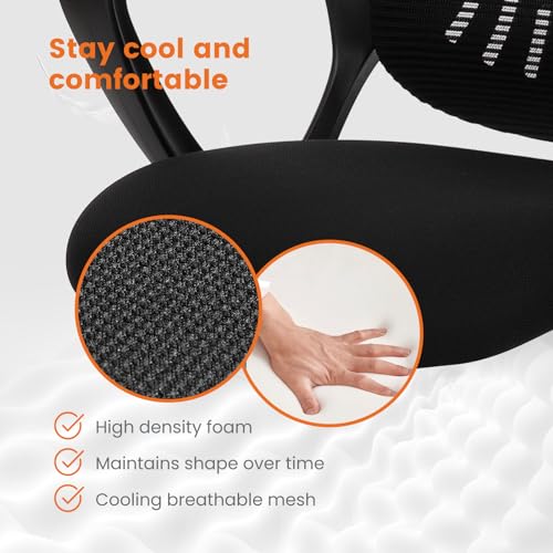 Sweetcrispy Mid-Back Mesh Office Chair with Lumbar Support & Armrests