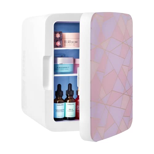 Cooluli 10L Mini Fridge: Car/Office/Dorm Portable Cooler/Warmer - Food/Drinks/Skincare - AC/DC Small Refrigerator (Fractal Pink)