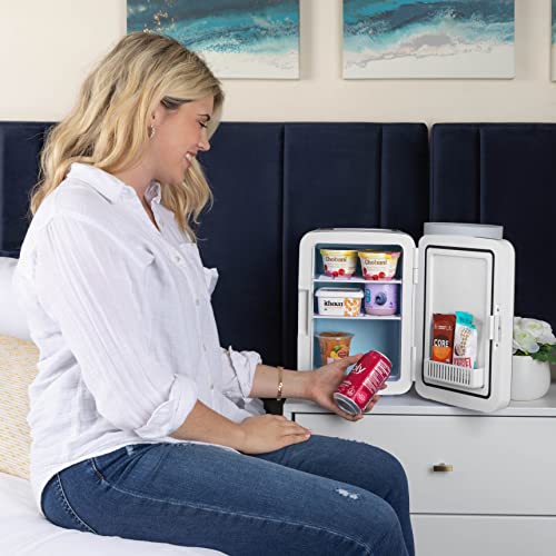 Cooluli 10L Mini Fridge: Car/Office/Dorm Portable Cooler/Warmer - Food/Drinks/Skincare - AC/DC Small Refrigerator (Fractal Pink)