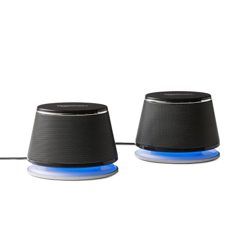 Amazon Basics Stereo 2.0 Speakers for PC/Laptop, 3.5mm Aux, USB-Powered, Black