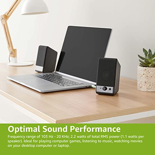 Amazon Basics Computer Speakers USB-Powered for Desktop Laptop - Black