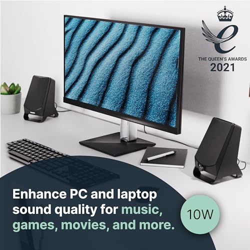 MAJORITY Compact Computer Speakers 10 inch Active Stereo Sound - Music, Gaming, Movies