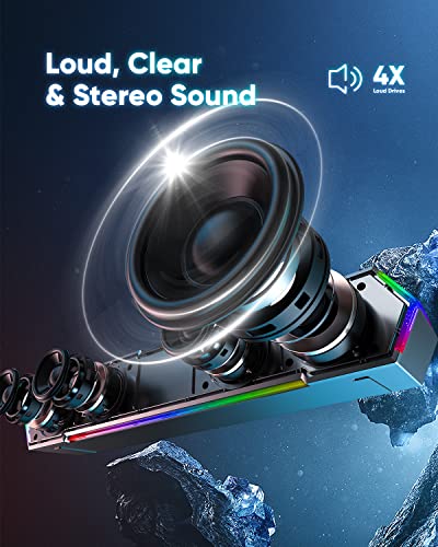 LENRUE G11 Desktop PC Speakers, Touch Lights, Clear Sound, USB C Powered