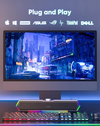 LENRUE G11 Desktop PC Speakers, Touch Lights, Clear Sound, USB C Powered