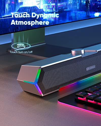 LENRUE G11 Desktop PC Speakers, Touch Lights, Clear Sound, USB C Powered