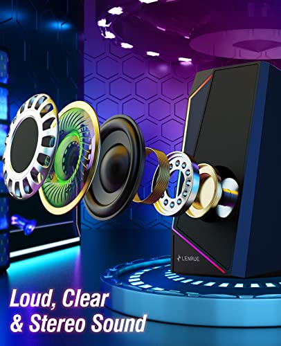 LENRUE USB PC Speakers: Loud Stereo Sound for Desktop & Laptop