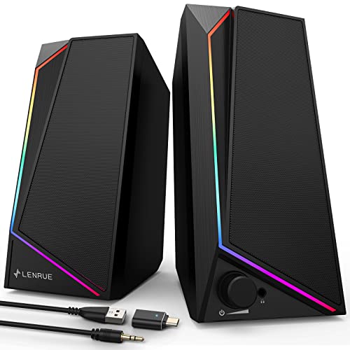 LENRUE USB PC Speakers: Loud Stereo Sound for Desktop & Laptop
