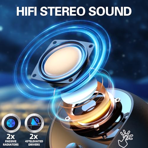 LENRUE Desktop PC Speakers, Stereo Sound, Touch Light, USB Powered, AUX Input, Wired Desk Speaker for Laptop Tablet Gaming