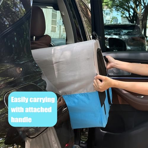 Tyalez Portable Pet Crate for Car Travel, Foldable Dog & Cat Carrier with Seatbelt & Headrest Strap, Soft-Sided Kennel