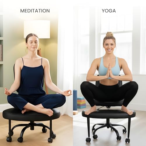Ergonomic Meditation Chair for Adults | Back Support, Cushioned Seat | ADHD Yoga, Criss Cross Sitting | Height Adjustable, 360° Swivel