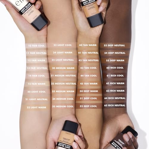 e.l.f. Soft Glam Foundation - Medium Coverage for Smooth Satin Finish - Vegan & Cruelty-Free - 10 Fair Cool