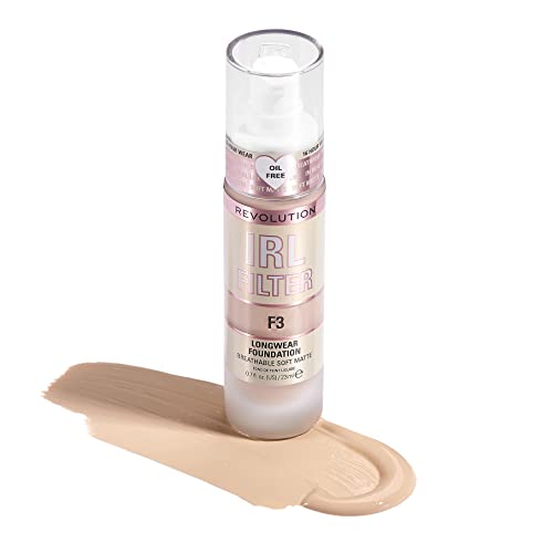 Makeup Revolution Longwear Foundation for Fair-Light Skin, Matte Finish, 16H Wear