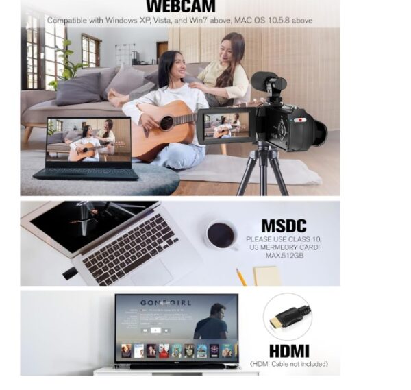 4K Camcorder with HDMI Cable - Image 2