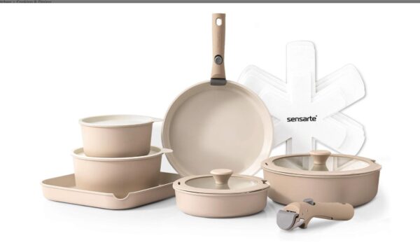 SENSARTE 17 Piece Ceramic Pots and Pans Set