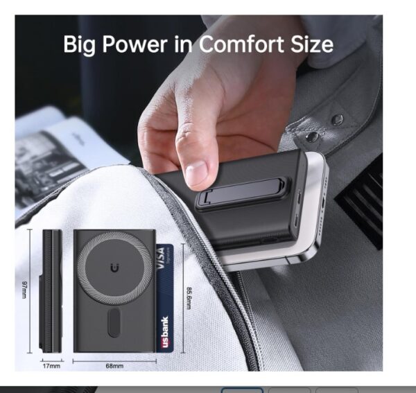Magnetic Wireless 10000mAh Fast Charging Portable Charger with Stand - Image 2