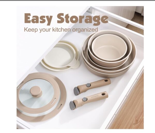 SENSARTE 17 Piece Ceramic Pots and Pans Set - Image 3