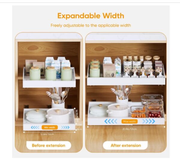 2 Pack Expandable Pull Out Cabinet Organizer - Image 3
