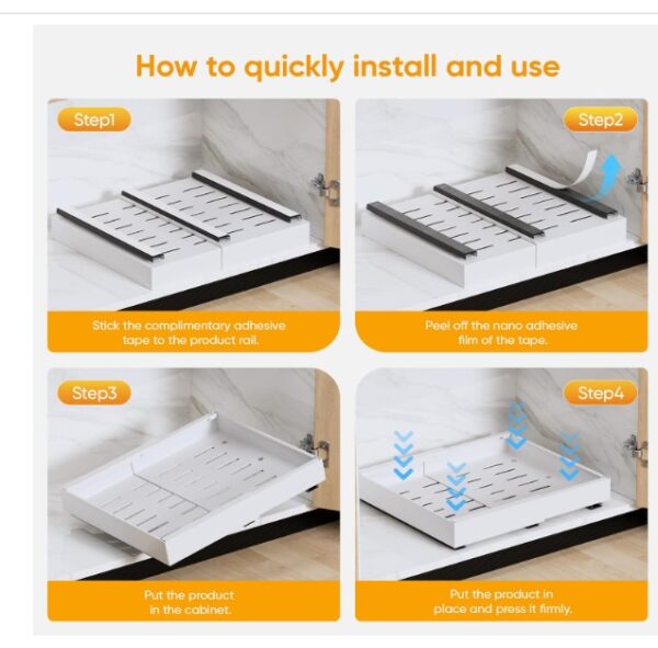 2 Pack Expandable Pull Out Cabinet Organizer - Image 2