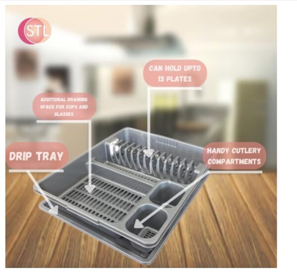 STL Plastic Dish Rack with Drip Tray - Image 4