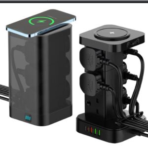 Tower Extension Lead with USB C Slot & Wireless Charger