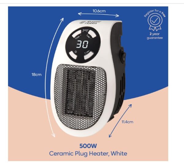 Russell Hobbs RHPH2001 500W Ceramic Plug Heater - Image 5
