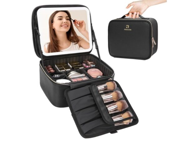 Travel Makeup Bag with LED Mirror