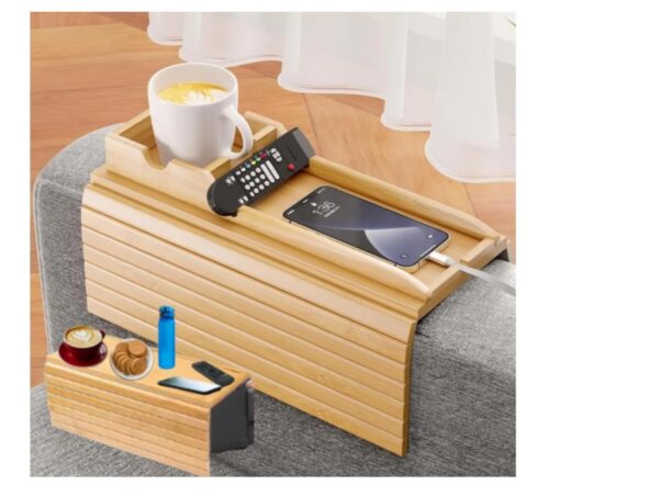 Naturebuz 2-in-1 Wooden Sofa Tray Table