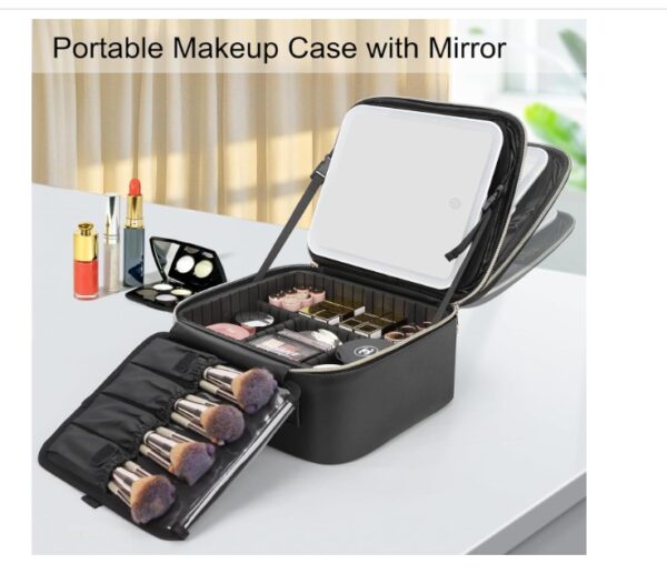 Travel Makeup Bag with LED Mirror - Image 4