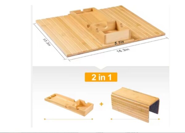 Naturebuz 2-in-1 Wooden Sofa Tray Table - Image 4