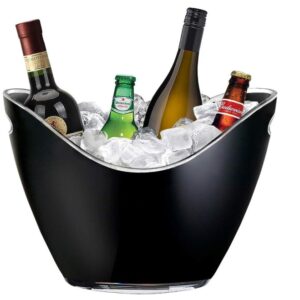 8 Litre Large Black Acrylic Champagne Wine Ice Bucket