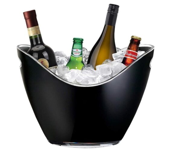8 Litre Large Black Acrylic Champagne Wine Ice Bucket
