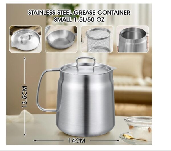 304 Stainless Steel Oil Filter Pot with Filter - Image 2