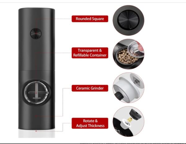 2Pcs Electric Salt and Pepper Grinder Set - Image 2