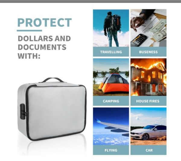 YKUKIZEE Fireproof Document Bag Lockable - Image 2