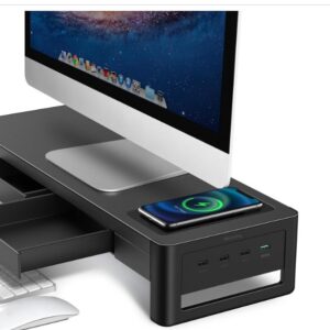 Meatanty 3 In 1 Monitor Stand Riser with 2 Storage Drawers